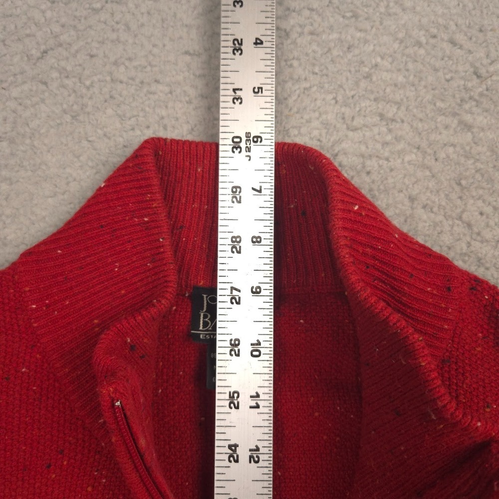 Jos A Bank Men XL Red Lambswool Quarter Zip Sweater Pullover Speckled Knit - Picture 4 of 9